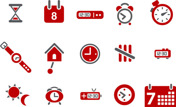Vector icons pack - Red Series, time collection