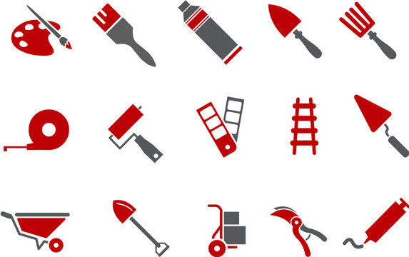 Vector icons pack - Red Series, tool collection