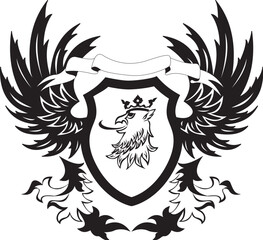 Fototapeta premium Grunge retro shield with griffon head