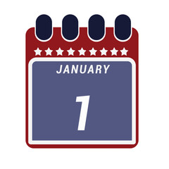 Calendar showing date 1 january