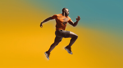 Fototapeta na wymiar sport man jumping in the air. Image generative AI.