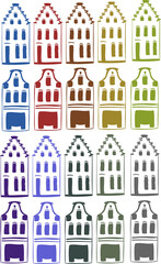 Fototapeta premium collection of colored houses icons set