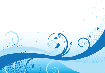 blue abstract floral design