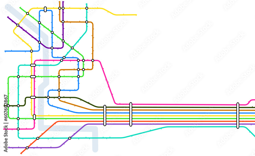 Poster editable vector map of a generic subway system with copy space
