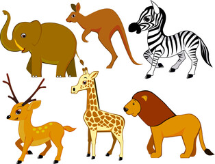 Collection of six wild animal carton