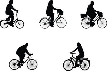 Naklejka premium people on bicycle silhouettes
