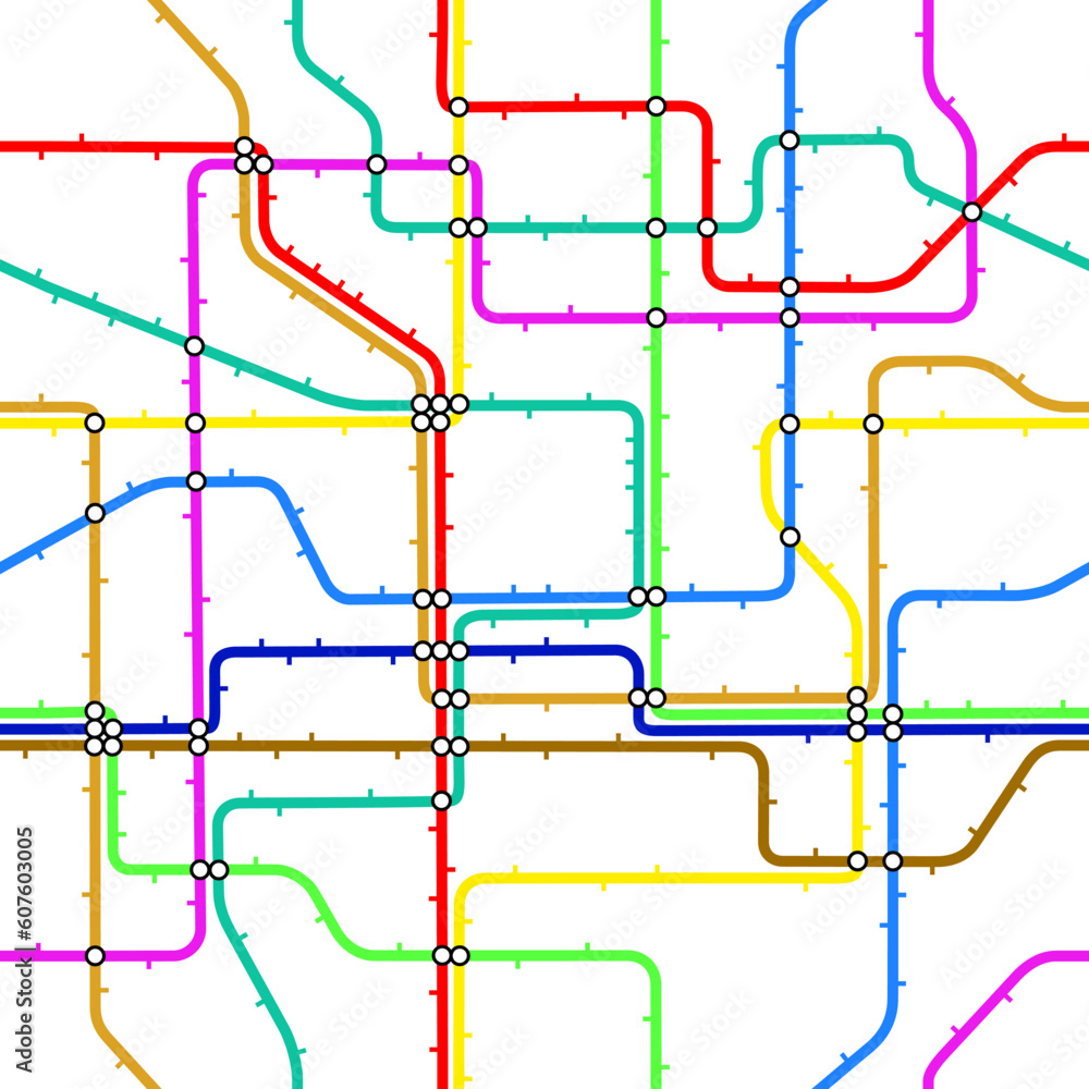 Poster seamless editable vector tile of a generic subway map
