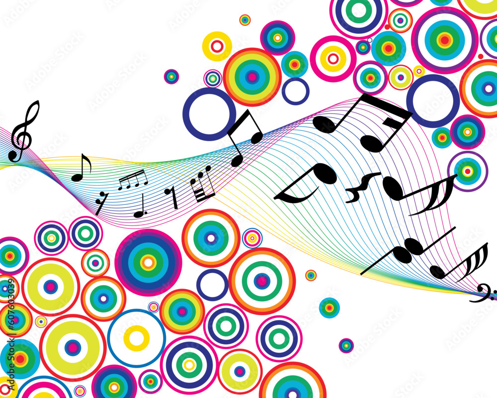 Poster musical notes stuff vector background for use in design
