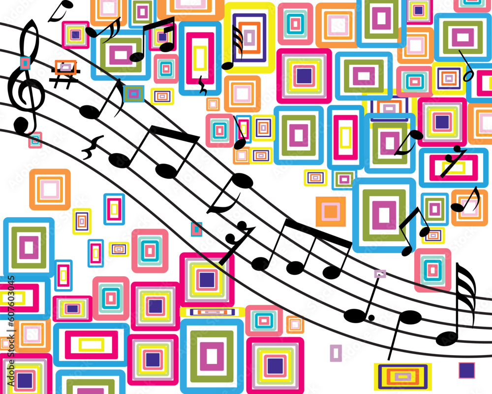 Poster musical notes stuff vector background for use in design