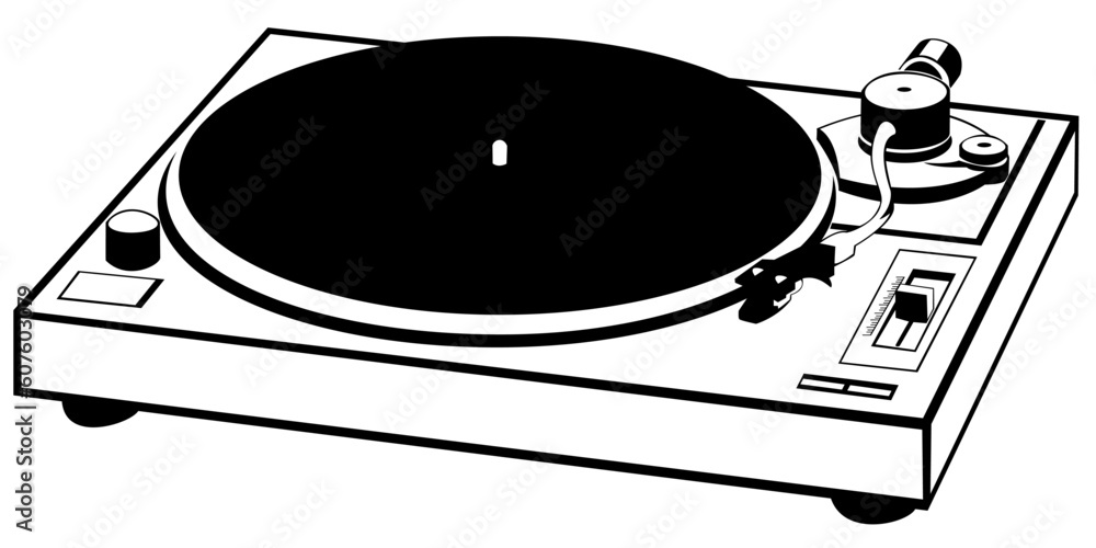 Poster vector drawn of a record player
