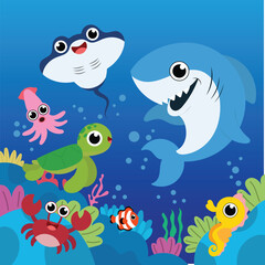 cartoon sea animals