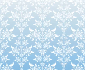 Poster Vector decorative floral ornament on a blue background © Designpics