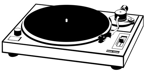 vector drawn of a record player
