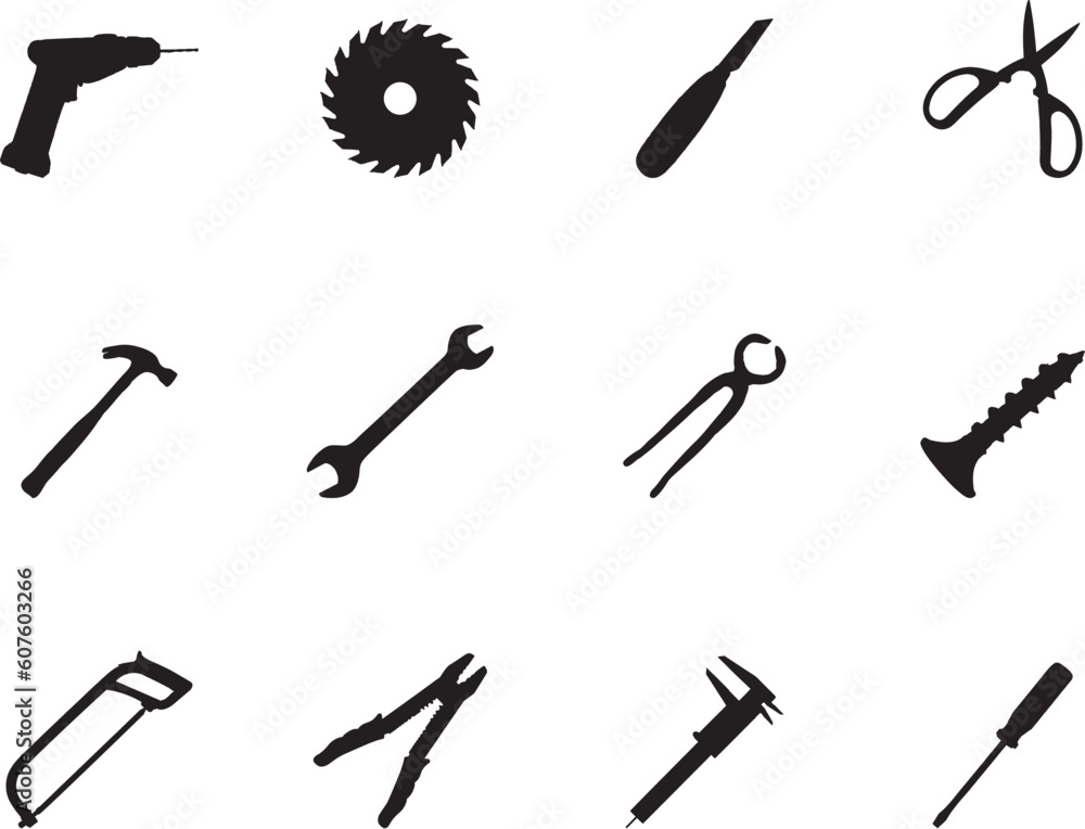 Poster set icons. tools. similar images can be found in my gallery.