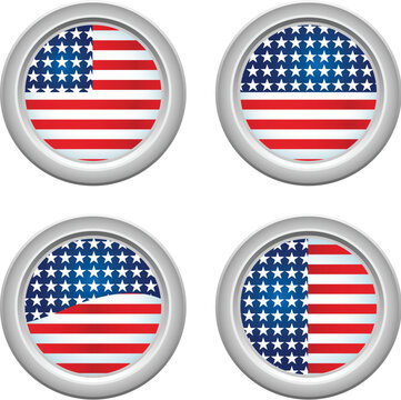 USA Stars and Stripes Buttons Fourth of July