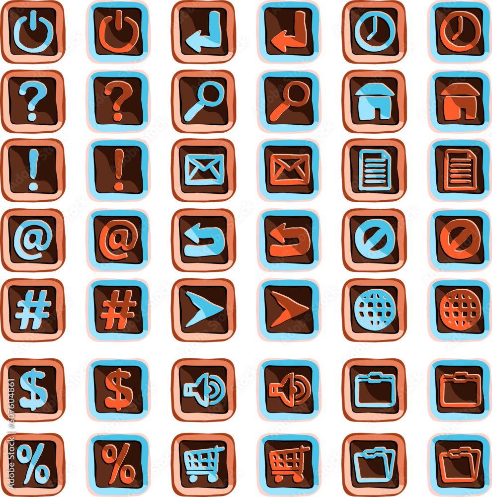 Poster set of editable vector icons or web buttons