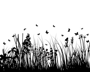 Vector grass silhouettes background for design use