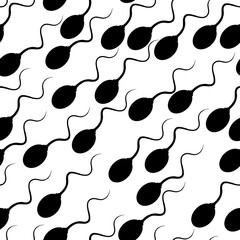 Seamless editable vector tile of swimming sperm or tadpoles