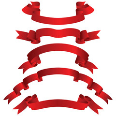 Set of different vector ribbons on white background