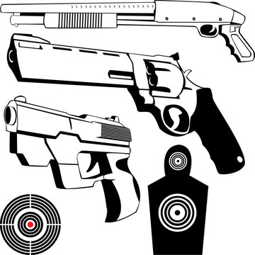 black and white guns and target clip art preview