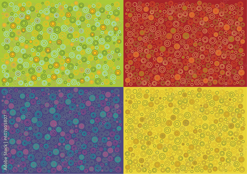 Poster set of multicolored patterns in ethnic australian style