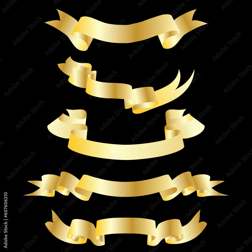 Sticker set of different vector ribbons on white background