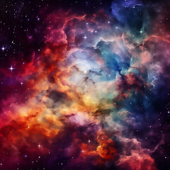 Fototapeta na wymiar Galaxy with vivid colors in outer space