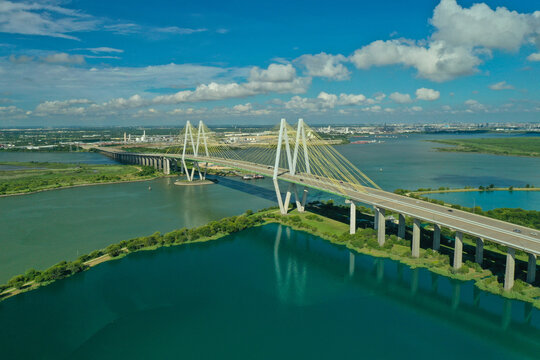 Fred Hartman Bridge over the shipping channel in Baytown, TX