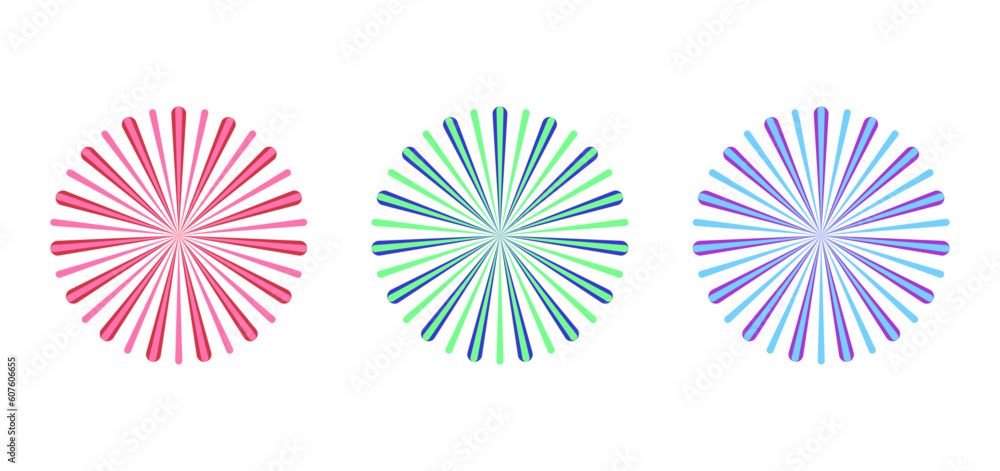 Wall mural round shapes in various colors – collection of radial patterns in different colors – set of decorati