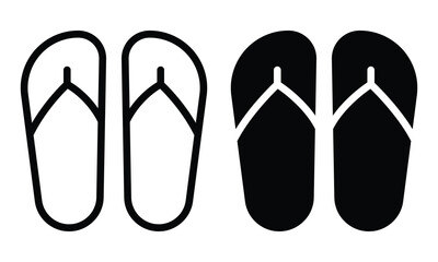 Flip flops icon with outline and glyph style.