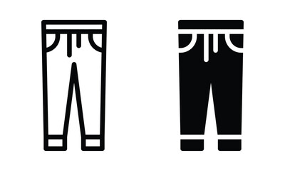 Jogger pants icon with outline and glyph style.
