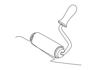 Obraz premium Continuous one line drawing construction tools concept. Single line draw design vector graphic illustration.