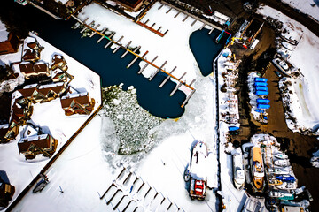 Frozen Elegance: The Icy Tranquility of Tahoe Key Yacht Marina