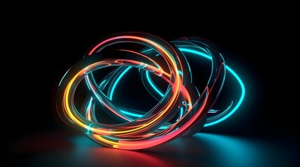 Luminous trails, neon lines on a stylish black background
