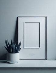 empty room with a picture frame created with Generative AI technology
