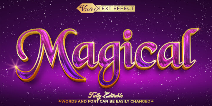 Purple And Gold Magical Vector Editable Text Effect Template