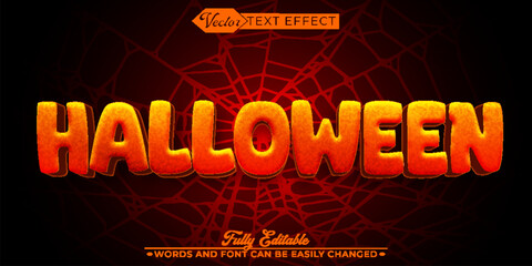 Cartoon Horror Orange Halloween Vector Editable Text Effect Template