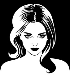 Face, portrait of beautiful  of young woman on a black background. Vector Illustration for your design.