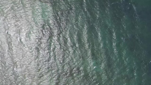 Aerial view of an empty beach along the Thracian Sea, Makri, East Macedonia and Thrace, Greece.