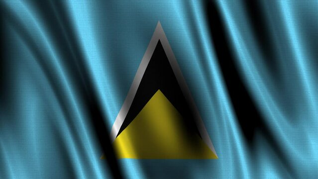The Saint Lucia flag proudly waving with a fabric effect is a symbol of national pride and liberation