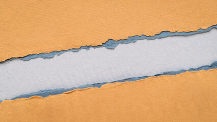 paper abstract in blue and orange with a copy space, blank web banner