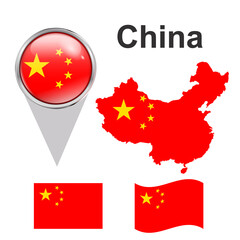 China vector set. China dot icon. Flag. Country silhouette