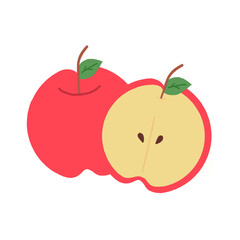 red apple with leaf