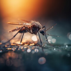 A close up of a mosquito. Generative AI. 