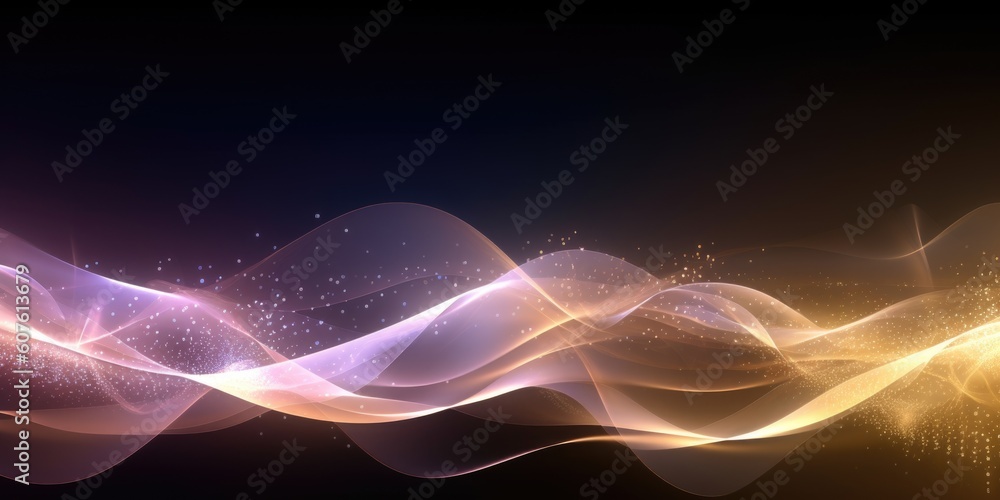 Poster wavy abstract shapes with glittering effect. generative ai aig21.