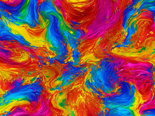 Colorful chaos, paint stains merging together, creating something new and unexpected on canvas. Invention, exploration, surprise concept created with generative AI.