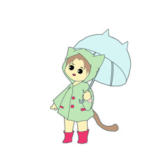 Cat and  umbrella 
