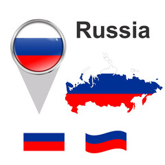 Russia vector set. Russia dot icon. Flag. Country silhouette