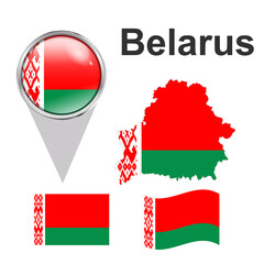 Belarus vector set. Belarus dot icon. Flag. Country silhouette