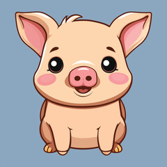 Cute pig cartoon, Vector illustration of happy piggy isolated on white background